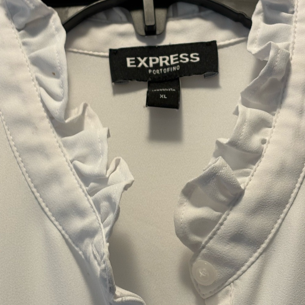 Express White Ruffled Blouse - Picture 3 of 4